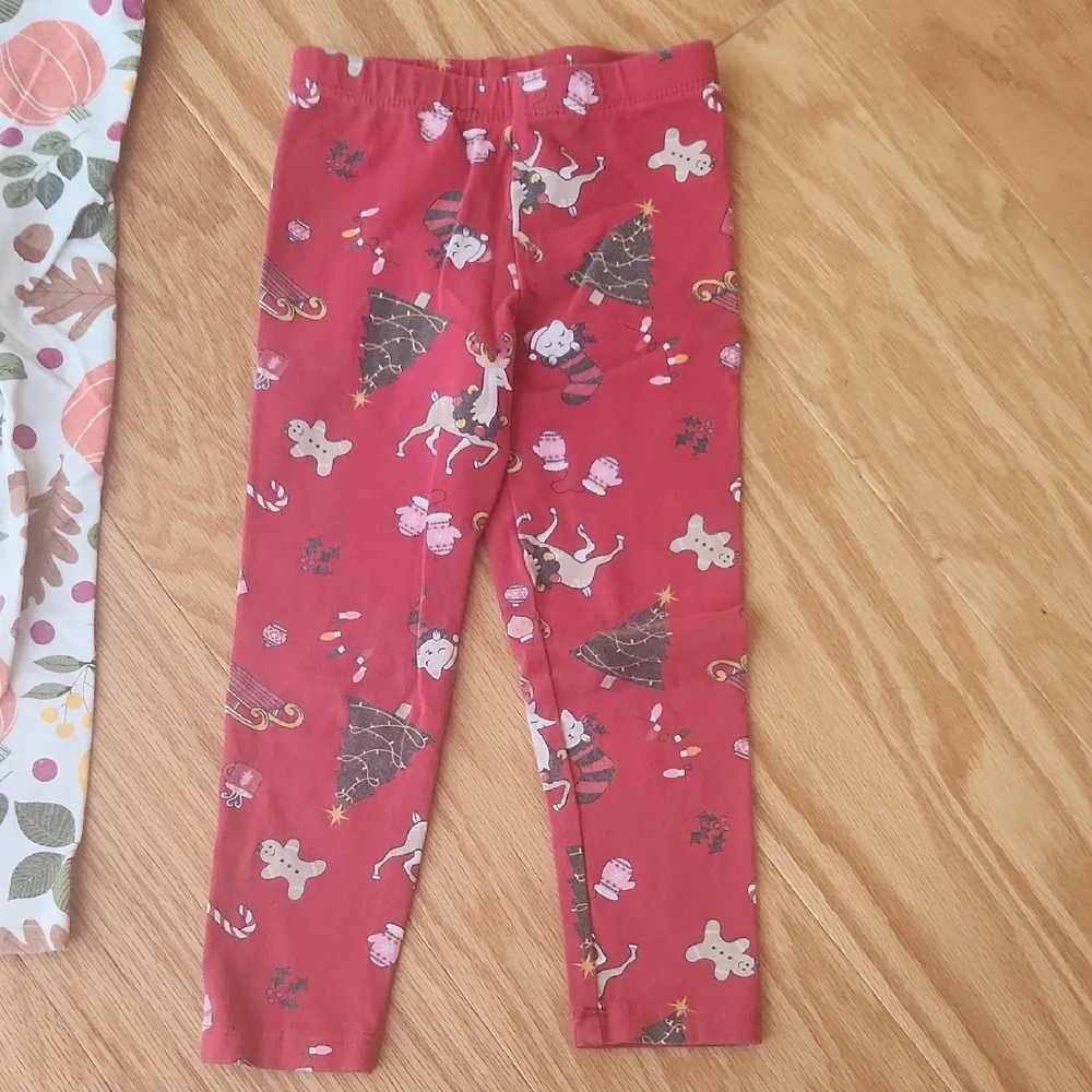 The Children's Place Festive Leggings Set Christmas And Fall 3T